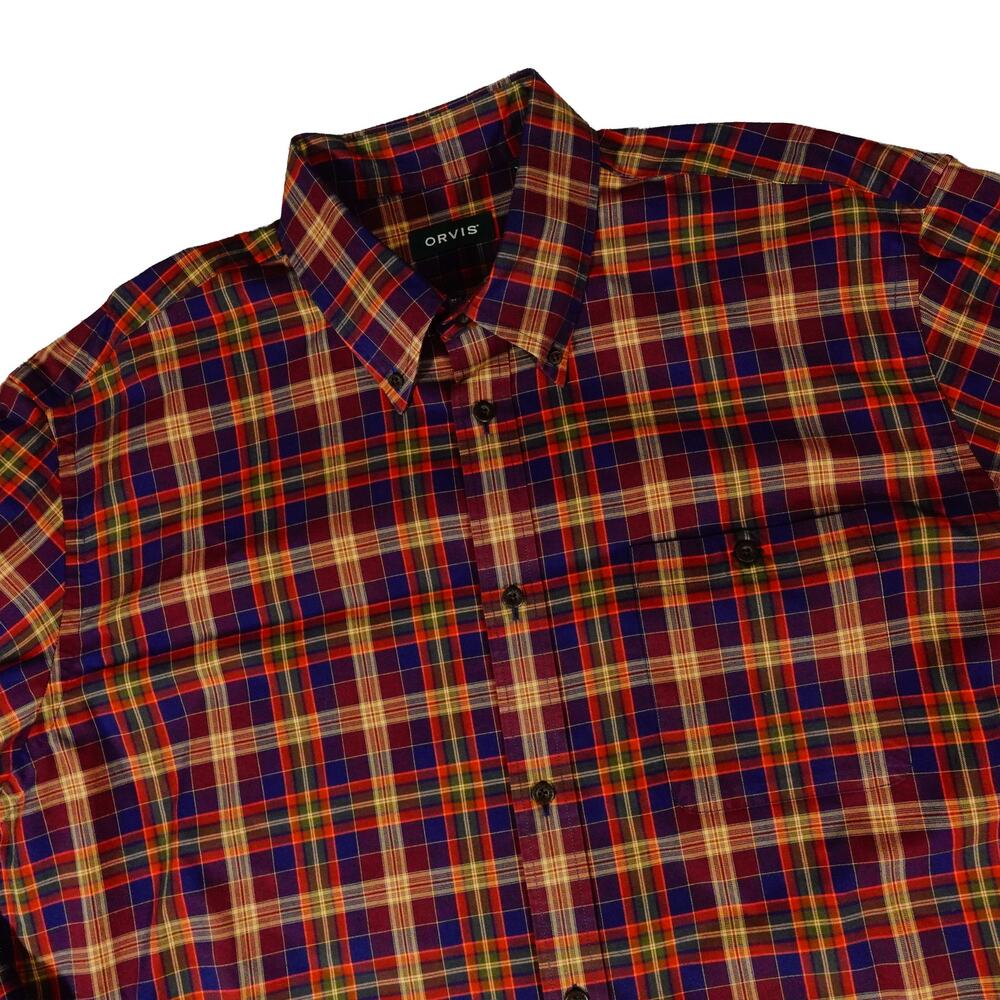 Orvis Plaid Outdoor Fishing Ranch Long Sleeve Button Up Shirt XXL